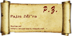 Pajzs Zóra névjegykártya